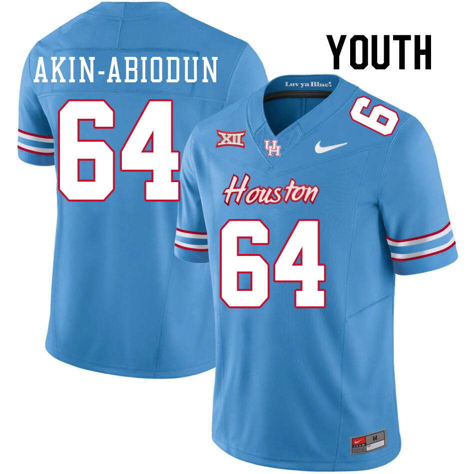 Youth #64 Ezekiel Akin-Abiodun Houston Cougars College Football Jerseys Stitched-Oilers